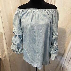 Jane and Delancey Light Blue Off-Shoulder Top